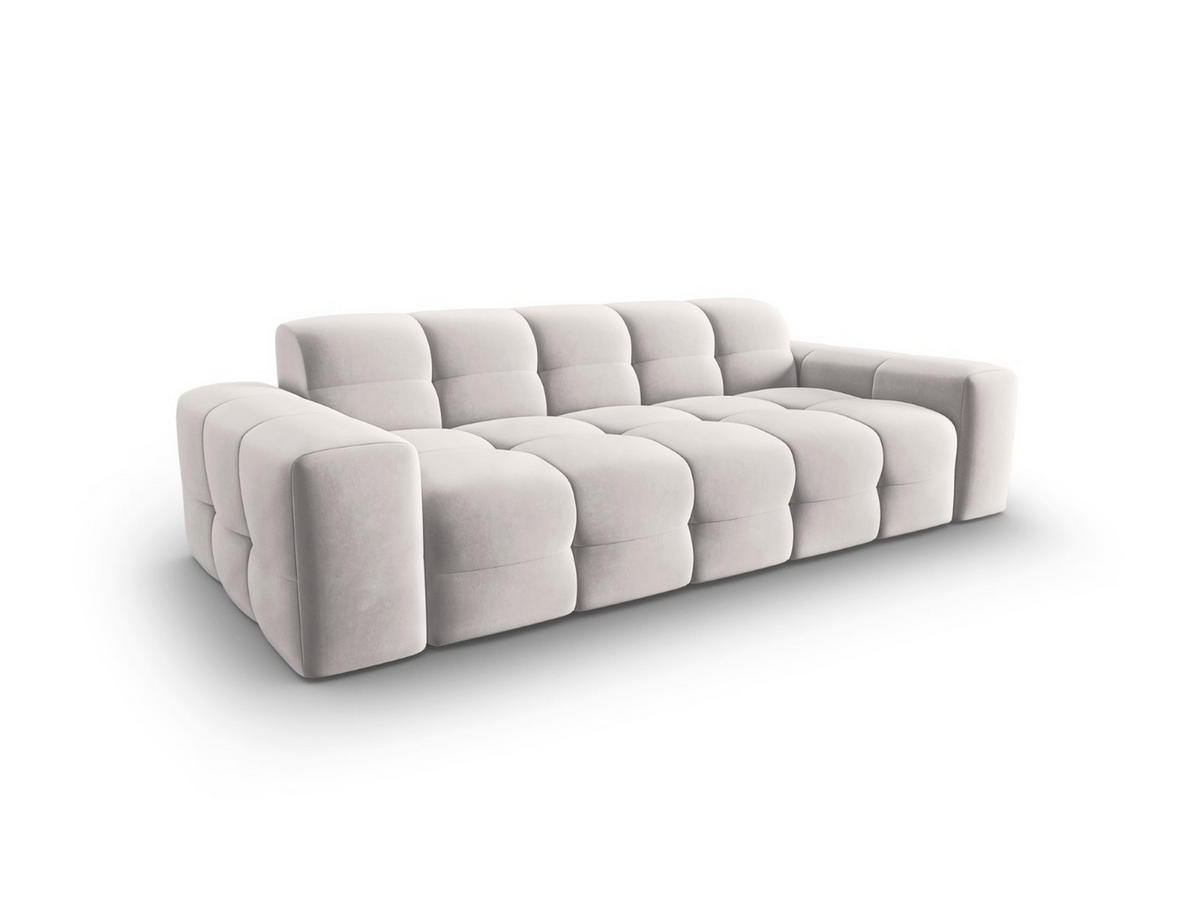 SOFA Kendal aus Samt hellgrau 3 Sitzplätze - Hellgrau, Textil (103/79/222cm) - Micadoni