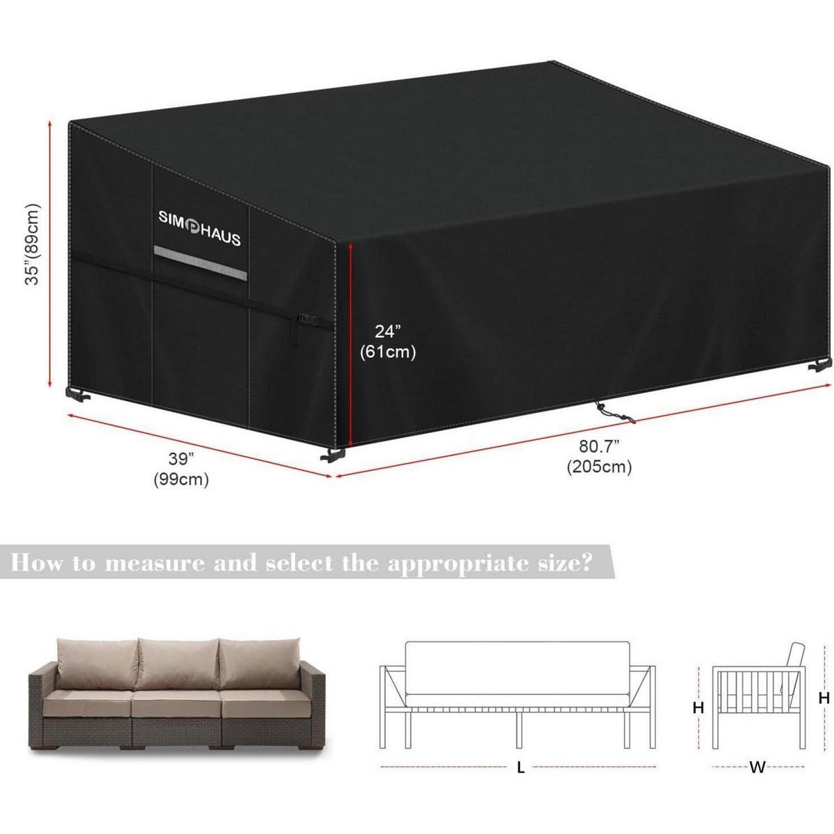 GARTENLOUNGE Abdeckung 205x99x89/61cm Wasserdicht 420D Oxford Gewebe - Schwarz, Kunststoff (1/1/1cm)