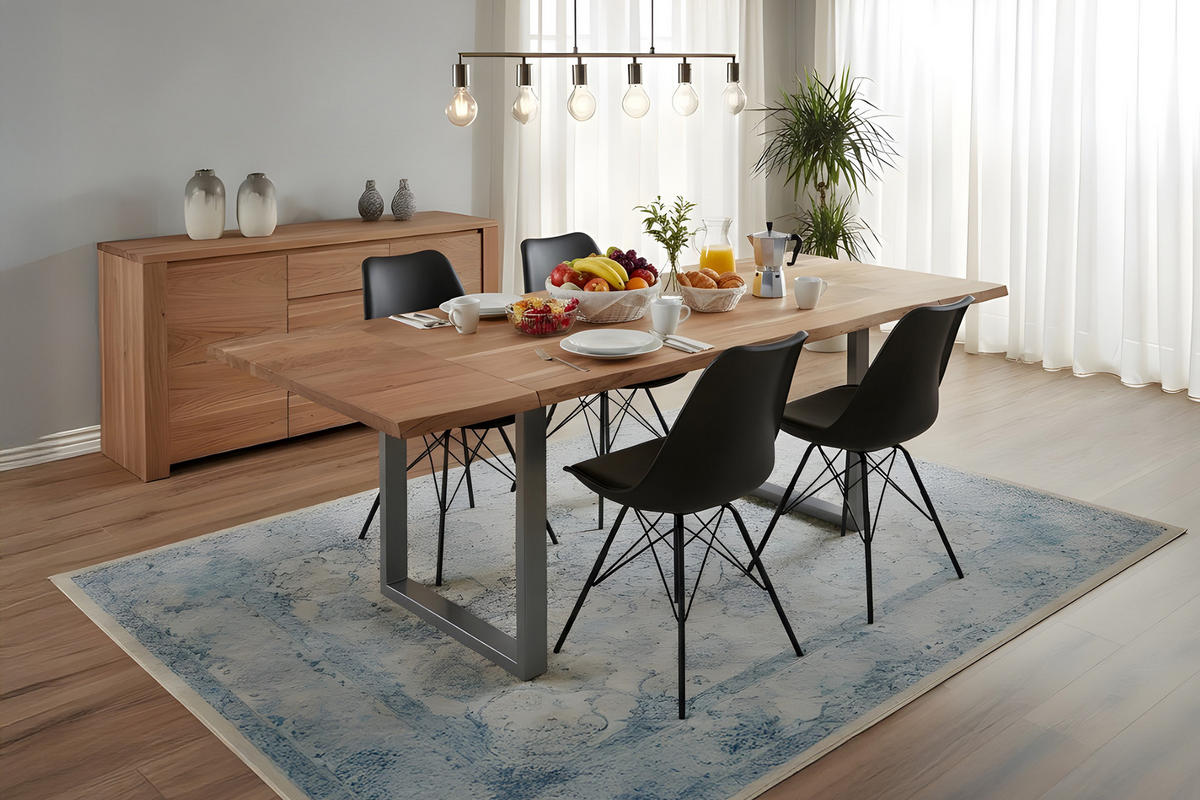 ESSTISCH ADINA - Beige/Silberfarben, Holz/Metall (90/140/76cm) - SAM