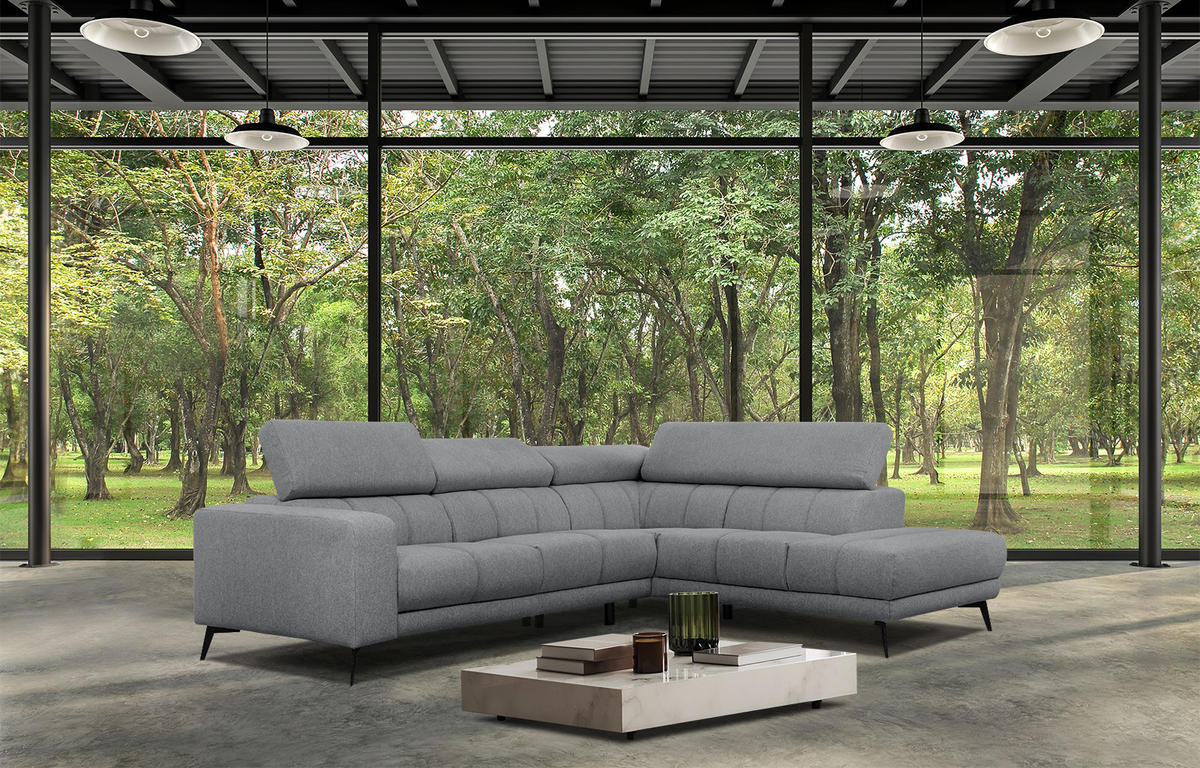 ECKSOFA MORELLO 5-Sitzer, grau - Schwarz/Grau, Holzwerkstoff/Textil (287/228cm) - Courtois Laville