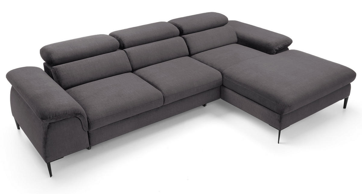 ECKSOFA L-Form 290 cm Amaro M mit Schlaffunktion, Rechts, Grau - Grau, Holz (182/288cm) - Emporius