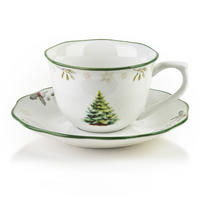 TASSE mit Untertasse Santa Lila Weiß 16x16x12 cm Porzellan - Weiß, Keramik (0.22L) - Mondex