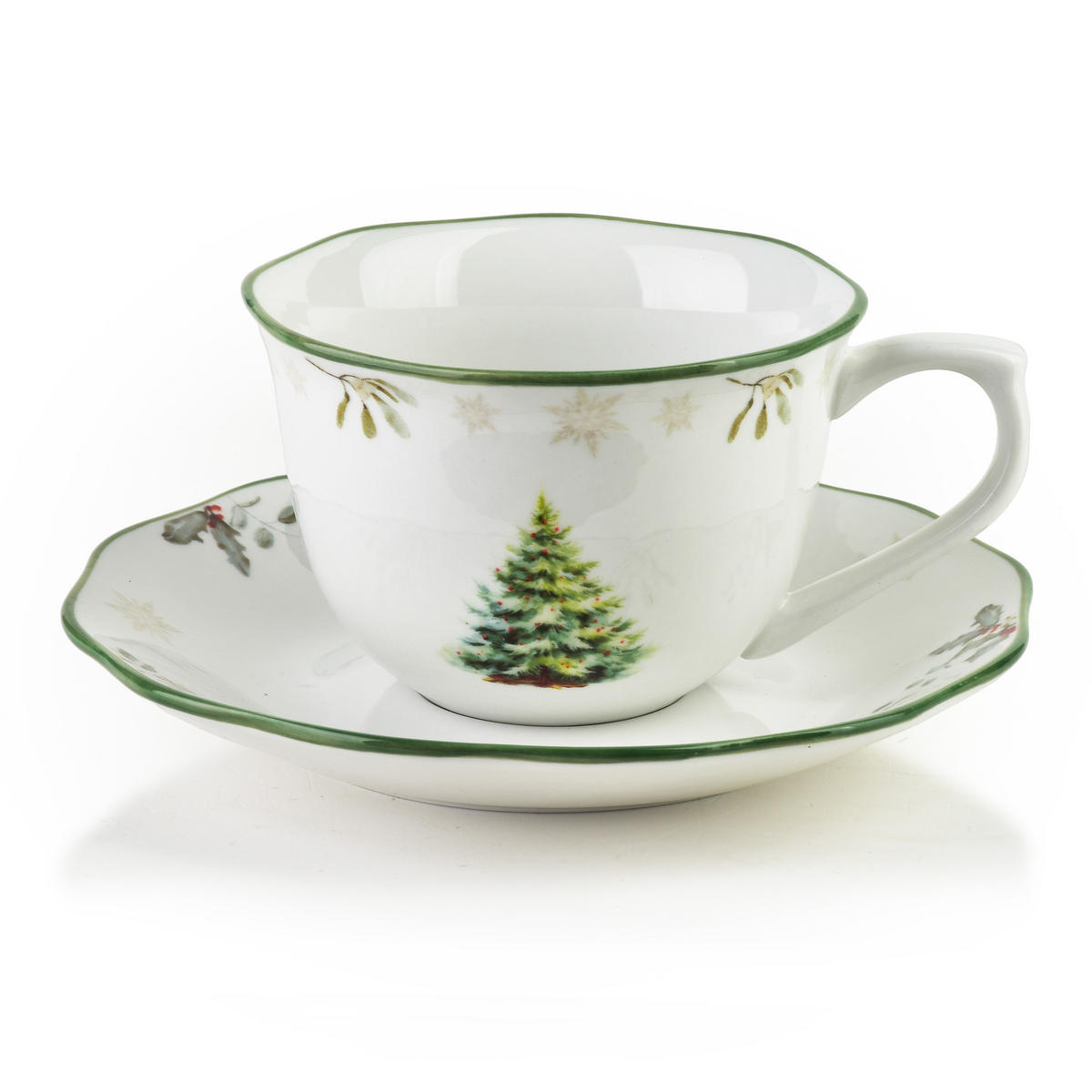 TASSE mit Untertasse Santa Lila Weiß 16x16x12 cm Porzellan - Weiß, Keramik (0.22L) - Mondex