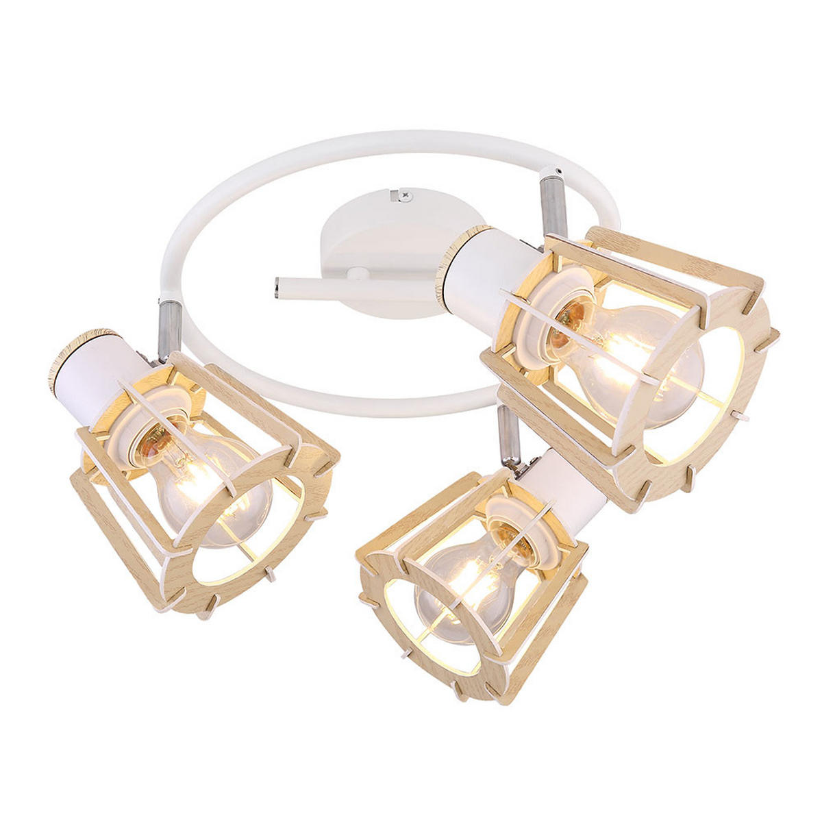 LED DECKENLEUCHTE Metall Holz Braun 3 Flammig - Braun, Holz (28/28/18cm) - Globo Lighting