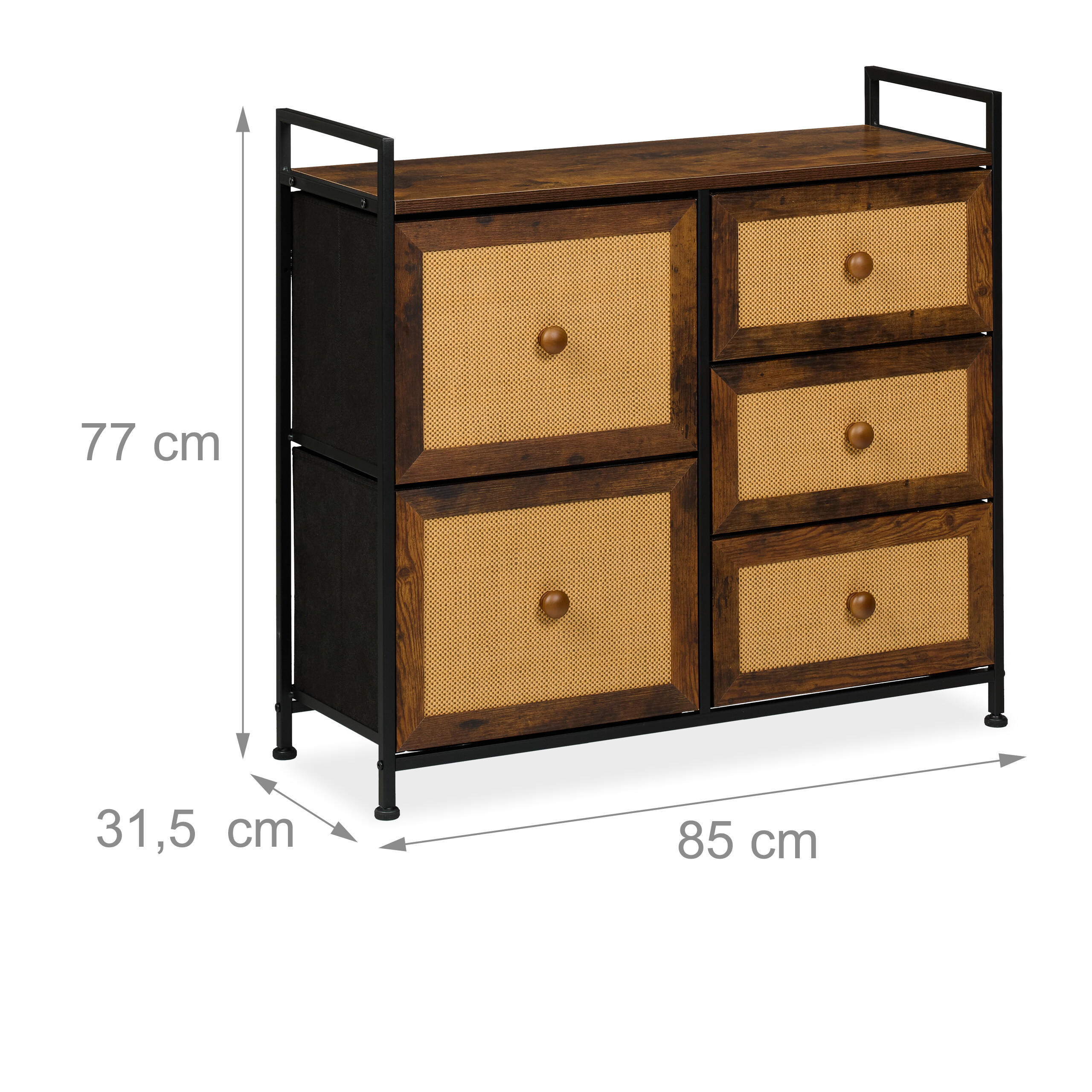 Thumbnail - Relaxdays Kommode, Mehrfarbig, Holzwerkstoff, Textil, Metall, 85x77x31.5 cm, Wohnzimmer, Kommoden & Sideboards, Kommoden