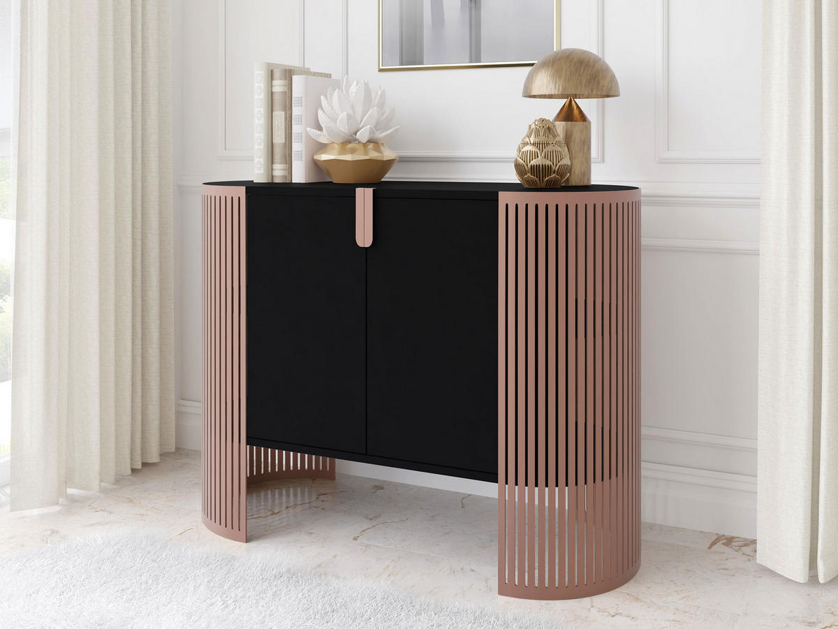 KOMMODE Fikoli Ember - Messingfarben/Schwarz, Holzwerkstoff/Metall (120/90/40cm) - MIRJAN24