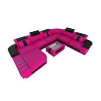 WOHNLANDSCHAFT Bellagio Pink Schwarz Kunstleder - Pink, Textil (362/80/287cm)