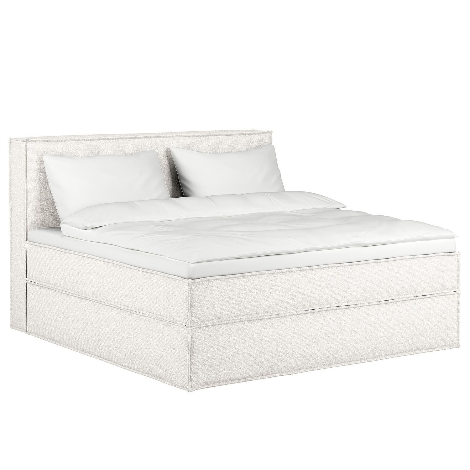 BOXSPRINGBETT mit Kopfteil - Premium - Weiß, Textil (200/200cm) - home24
