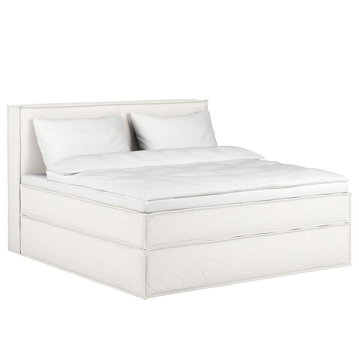 BOXSPRINGBETT mit Kopfteil - Premium - Weiß, Textil (200/200cm) - home24