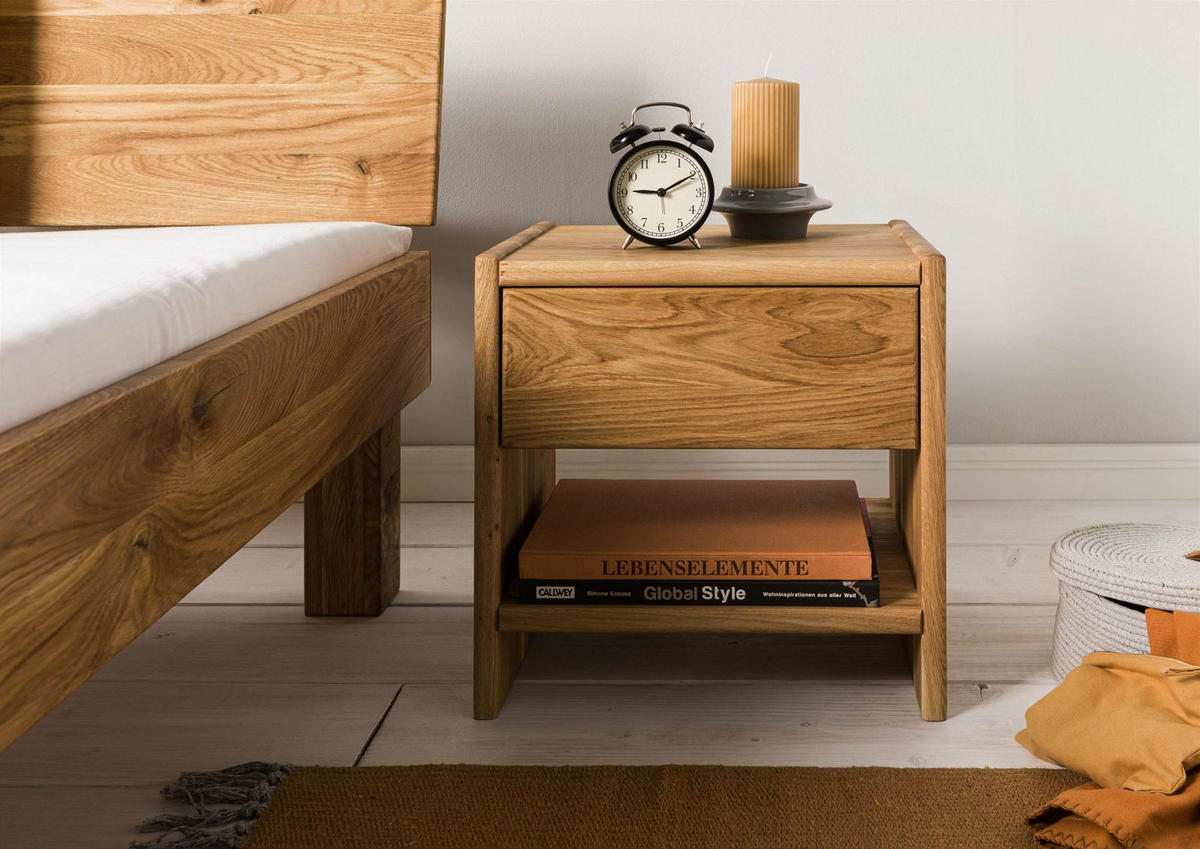 NACHTTISCH Wildeiche 40x33x40 natur geölt TomMe #109 - Braun, Holz (40/40/33cm) - Massivmoebel24