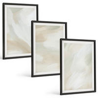 BILDER SET 3er Set - 40x60 cm Schwarzer Rahmen - Minimalismus der Farbstruktur - Schwarz, Kunststoff (40/60cm) - TULUP
