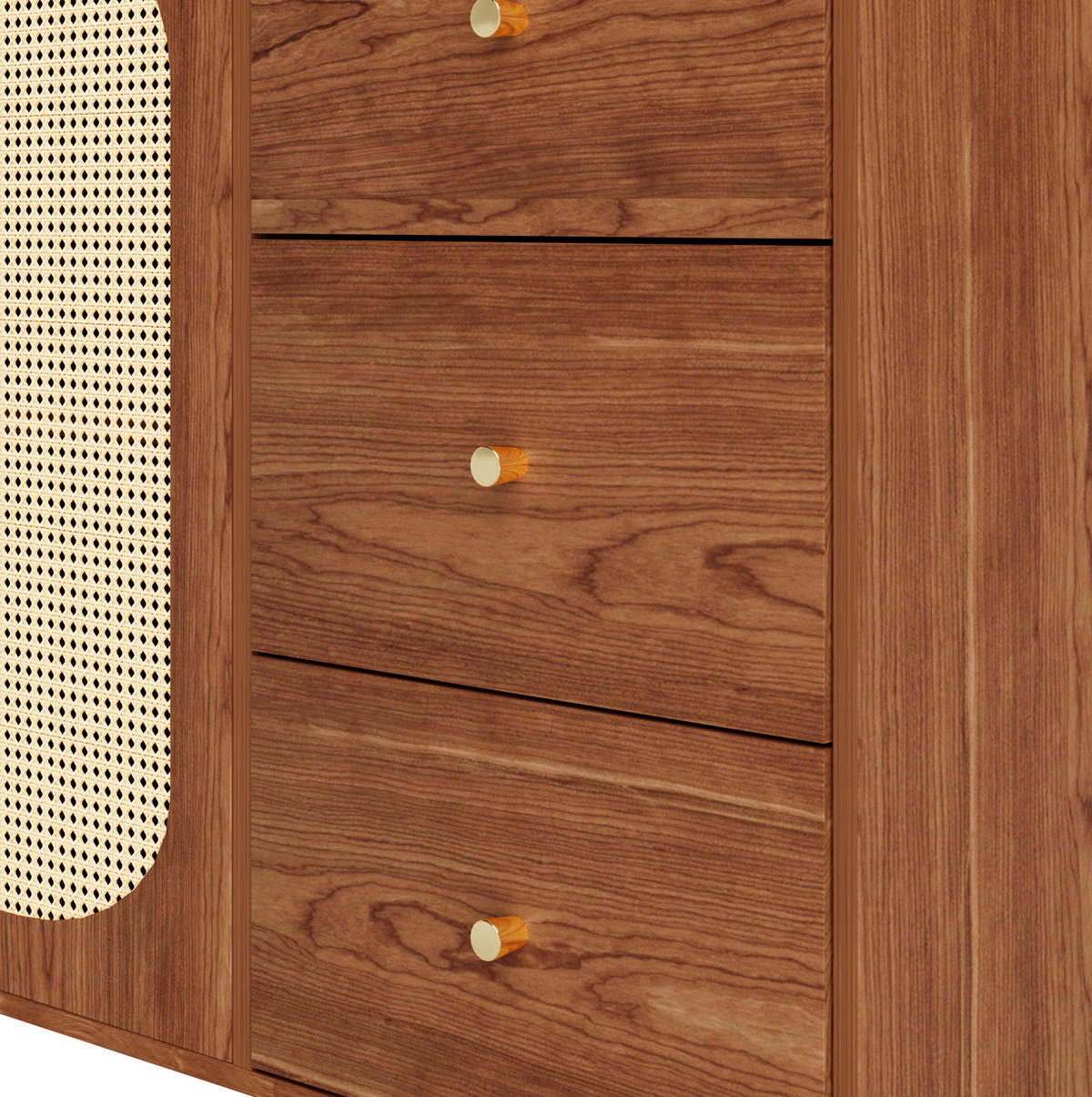 SIDEBOARD 160/40/90 cm Holz aus MDF mit Rattantüren - Eichefarben, Holzwerkstoff (40/90/160cm) - OKMYHOME