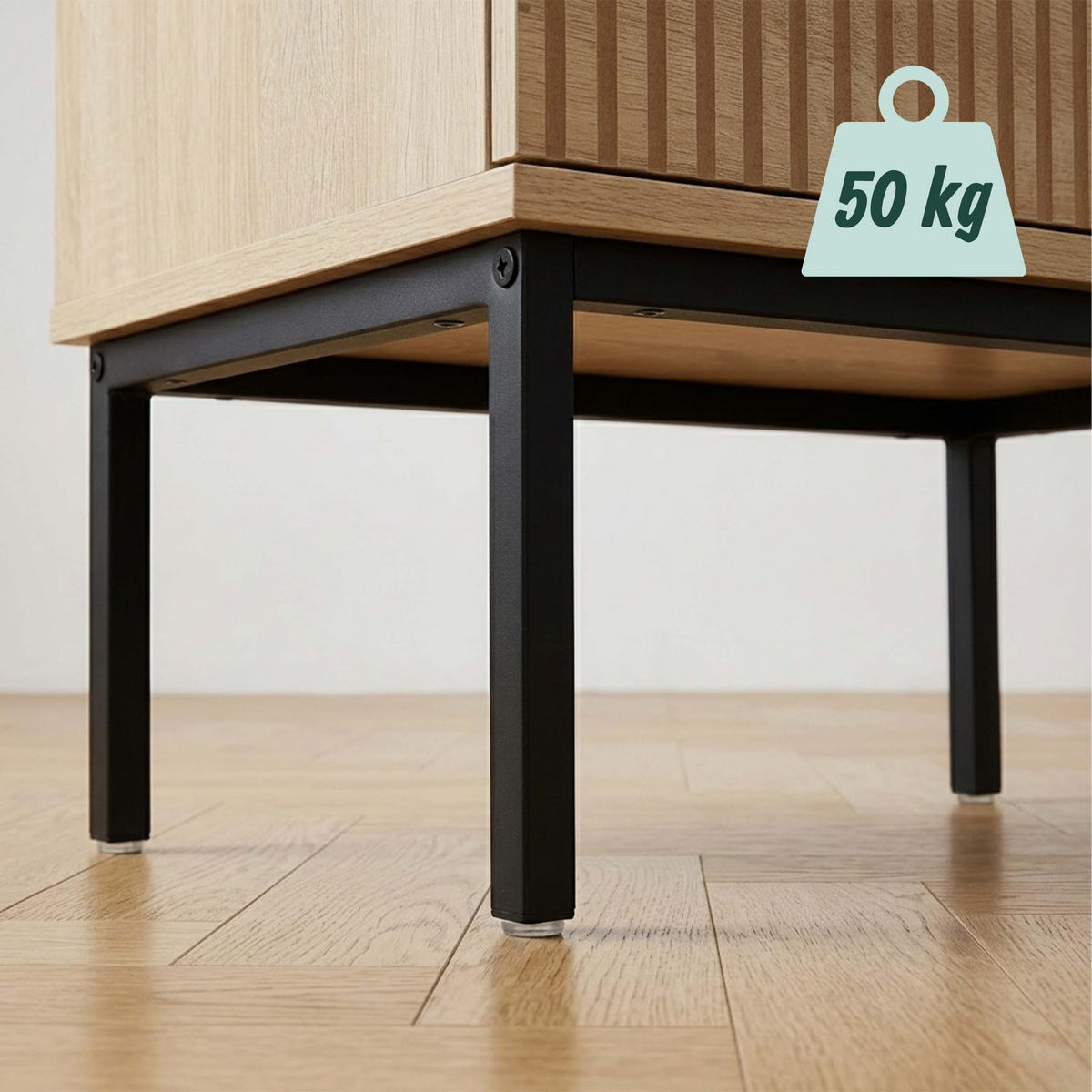 NOČNÍ STOLEK Přírodní Černá 2 zásuvky - světle hnědá, kov/kompozitní dřevo (40/50/30cm) - Relaxdays