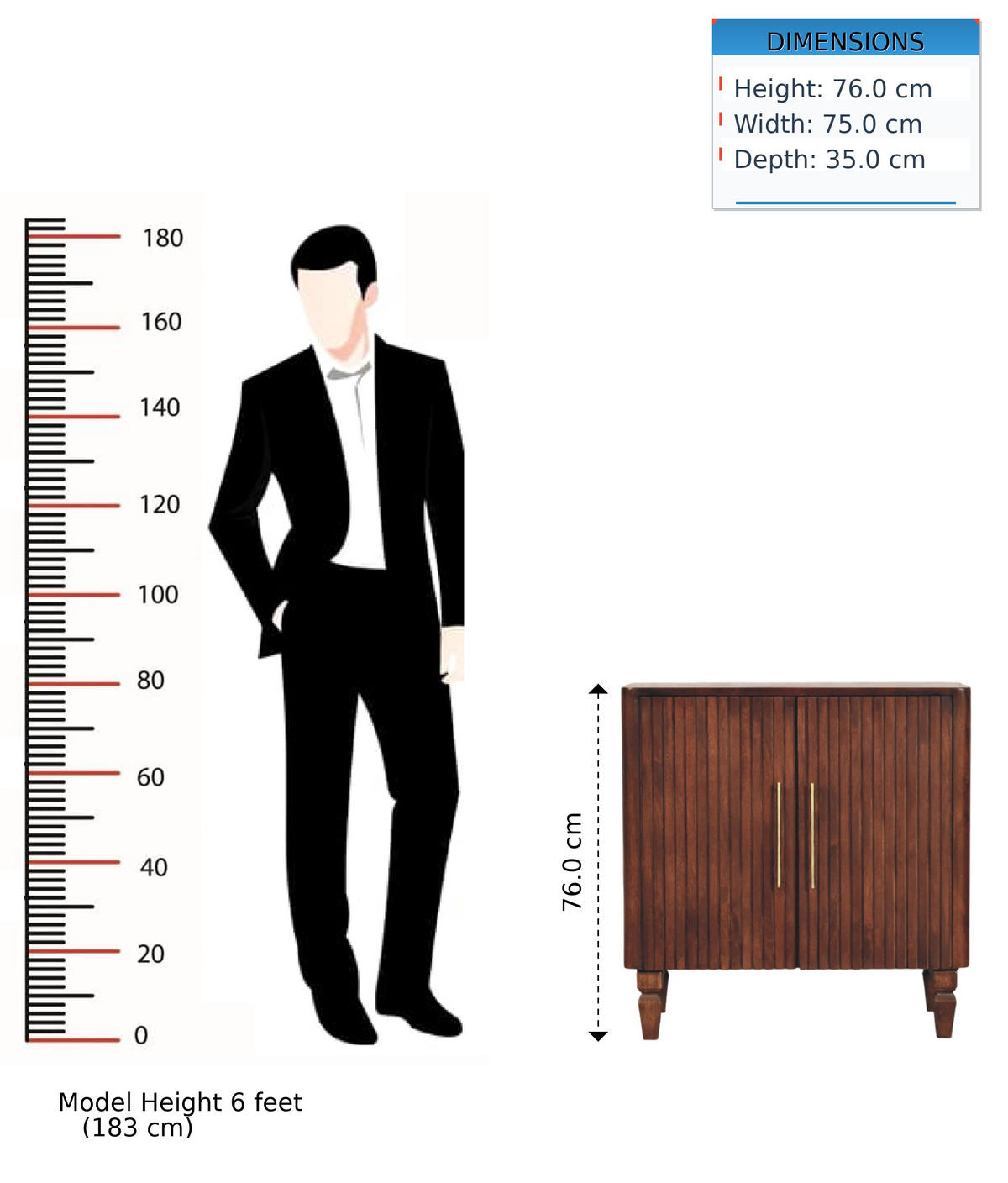 SCHRANK mit Wine-Wood-Oak-Finish, 2 Türen, 2 Innenablagen, dunkelbraun - Dunkelbraun, Holz (75/76/35cm) - Artisan Furniture