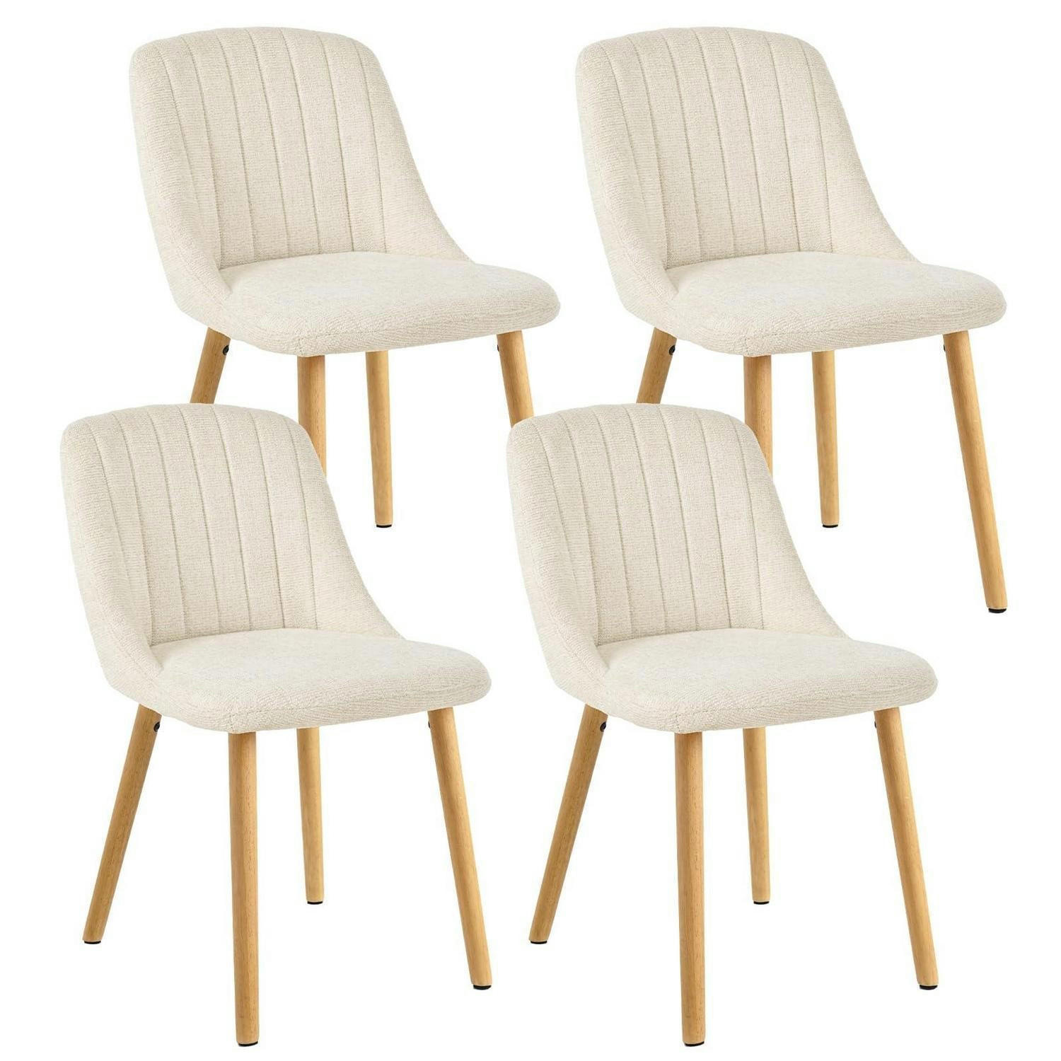 ESSZIMMERSTÜHLE 4er Set Samt Weiß Holzbeine - Weiß, Textil (48.5/81/43.5cm)