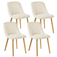 ESSZIMMERSTÜHLE 4er Set Samt Weiß Holzbeine - Weiß, Textil (48.5/81/43.5cm)