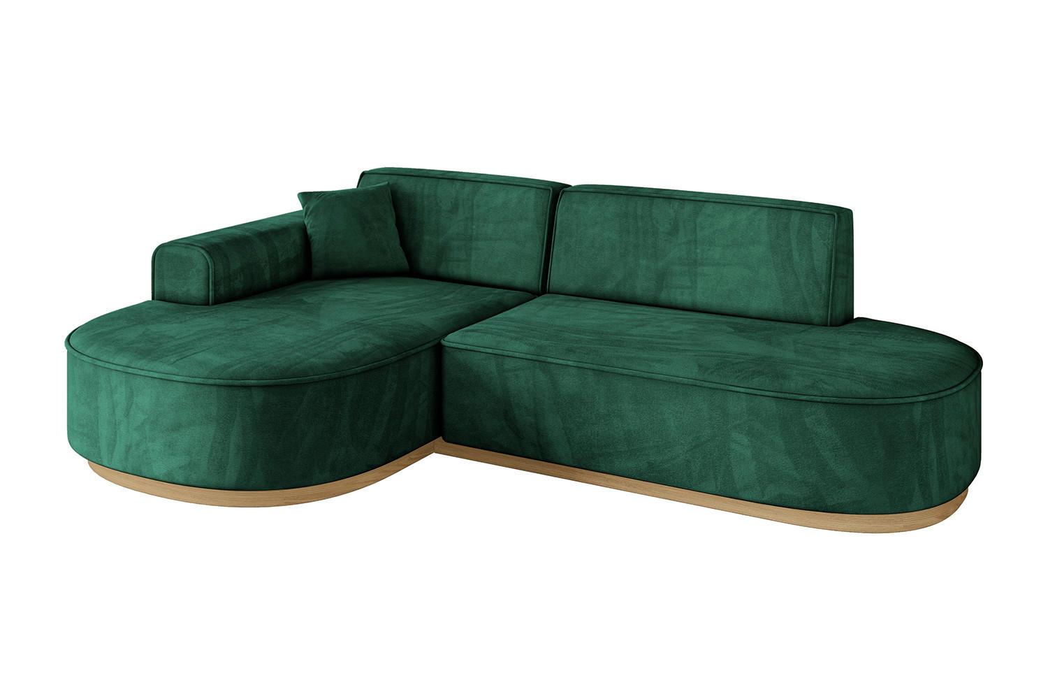 ECKSOFA Ottomane Links MARI-L1-v2 - 243x171x83 cm Grün Velours - Grün, Holzwerkstoff/Textil (243/171cm) - ALTDECOR