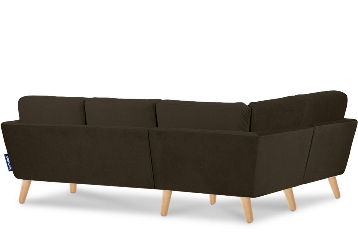 ECKSOFA-LINKS TAGIO 3/4 Sitzer, braun - Braun, Buchenholz/Textil (220/181cm) - KONSIMO®