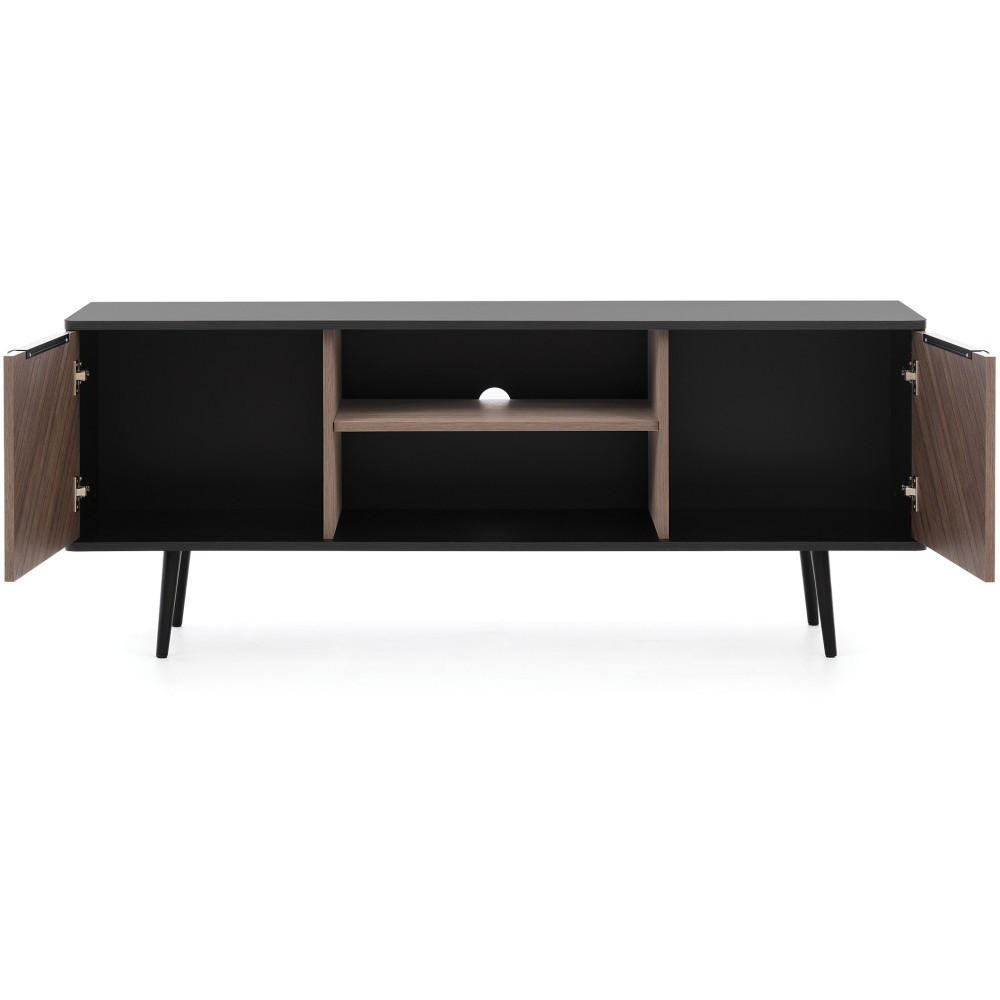 LOWBOARD Parini mit 2 Türen, mit Metallbeine, Graphitschwarz/Captains Deck - Eichefarben, Holzwerkstoff/Metall (150/60/41cm) - Beautysofa