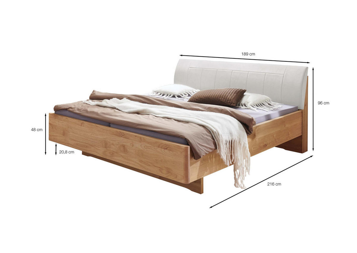 SCHLAFZIMMER Arden mit teilmassiver Erle und Weißglas 4-teilig mit Drehtürenschrank, Doppelbett 180x200cm, zwei Nachttische - Braun, Holzwerkstoff (80/200/120cm)