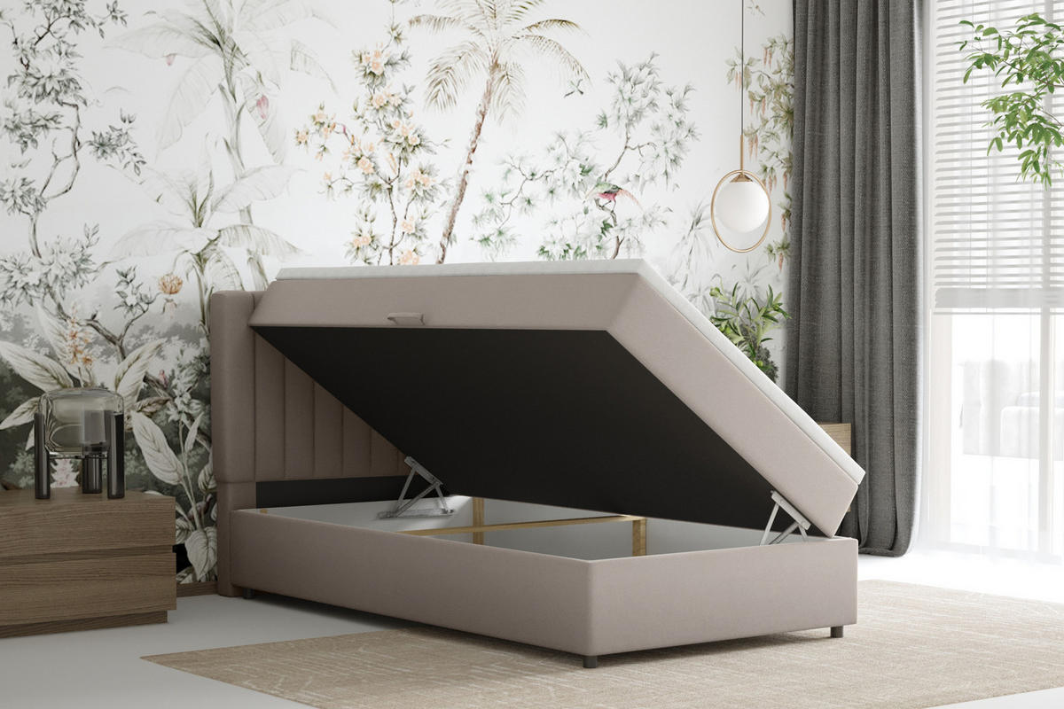 BOXBETT Everest 100 x 200 cm Einzelbett mit hochwertiger Bonell-Matratze und Topper - Cappuccino, Holz (100/200cm) - Panda Möbel