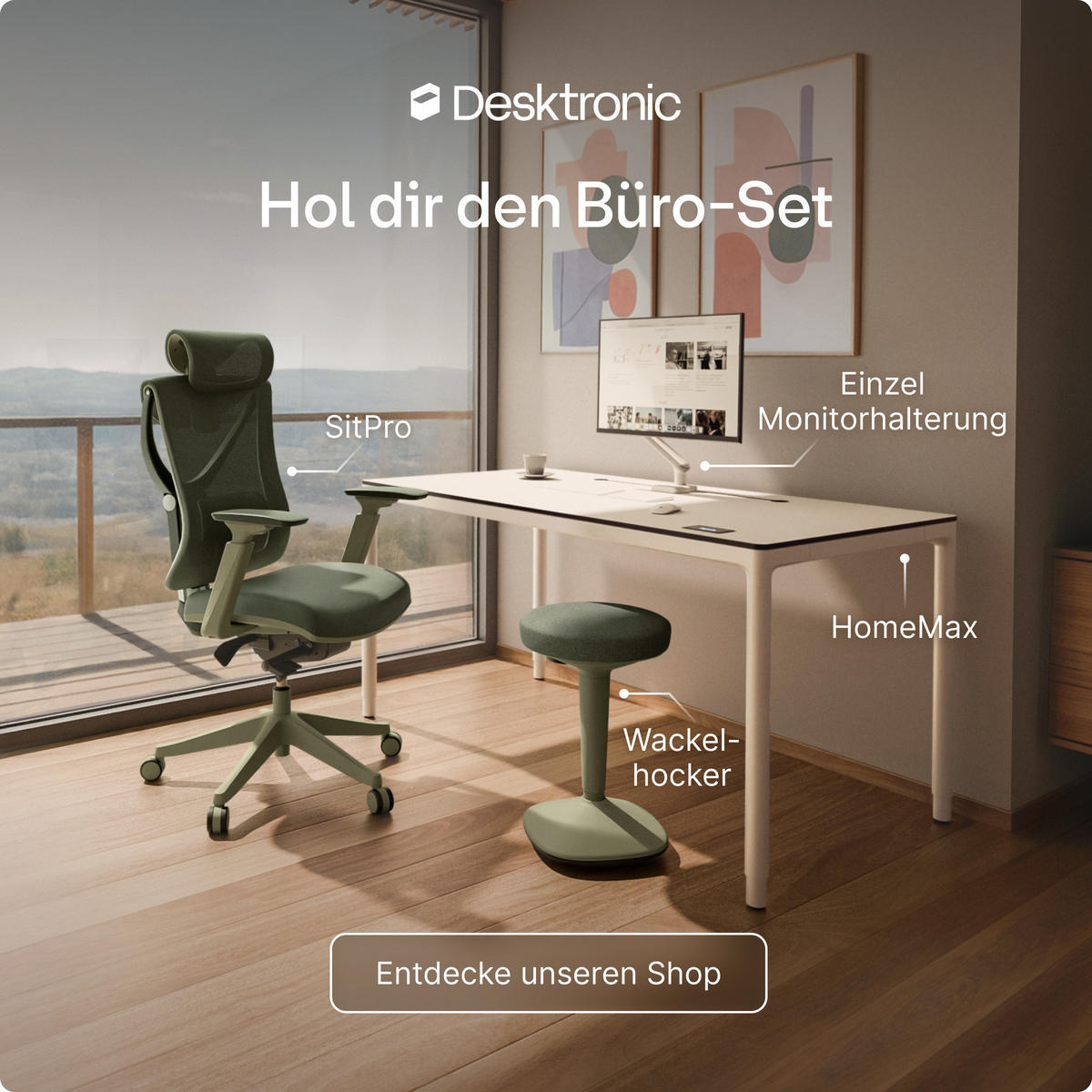 ERGONOMISCHER Balancehocker, Grün - Grün, Kunststoff (37/58/37cm) - Desktronic
