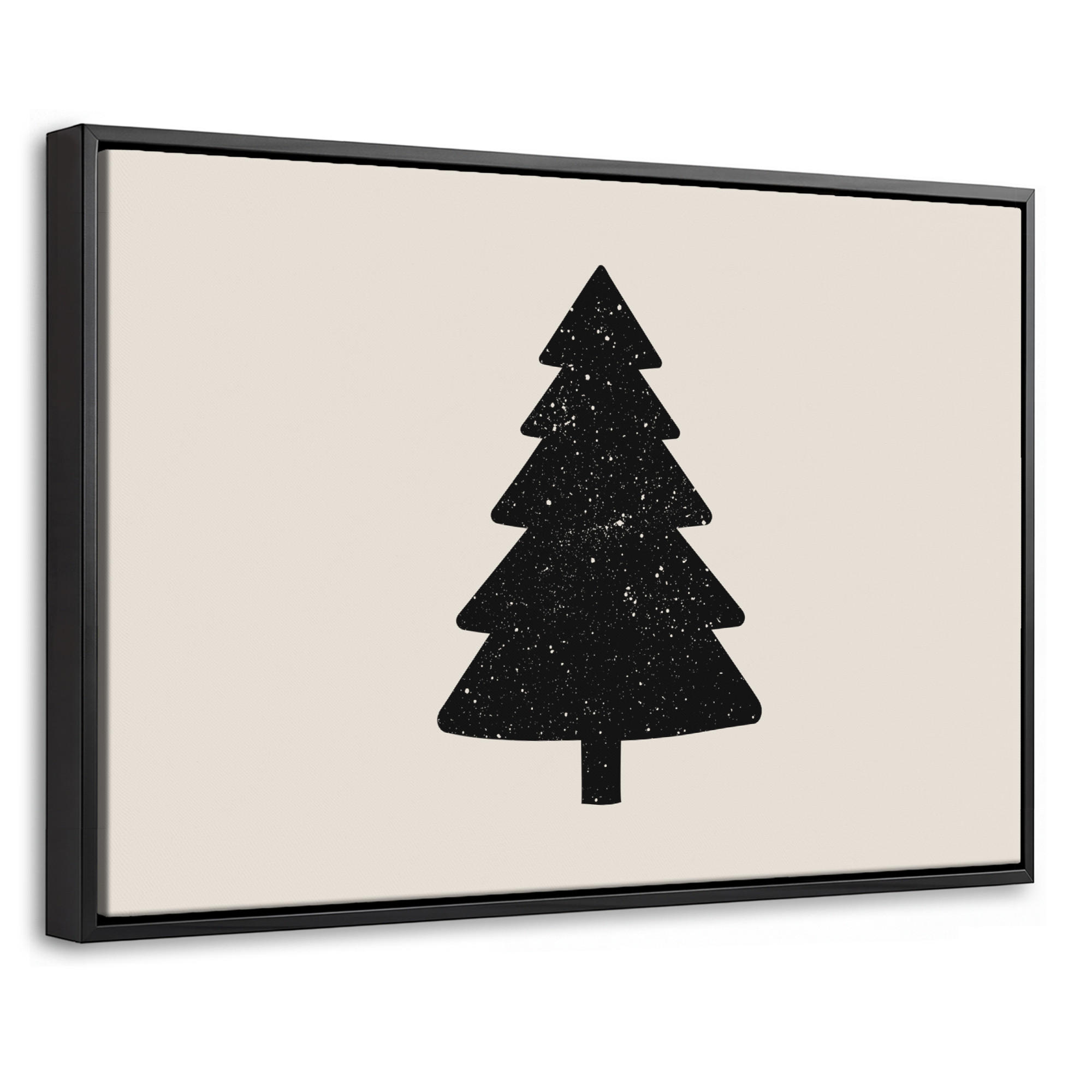 LEINWAND Bilder mit Rahmen - Weihnachtsbaum - Schwarz - Urlaub - Beige - 30x20 - Schwarz, Textil (30/20cm) - MuchoWow