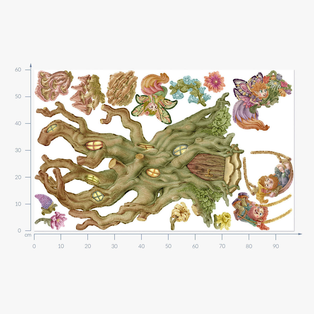 WANDAUFKLEBER 60x96cm - Feenwald - Multicolor, Kunststoff (60/96/0.1cm) - Wallfluent