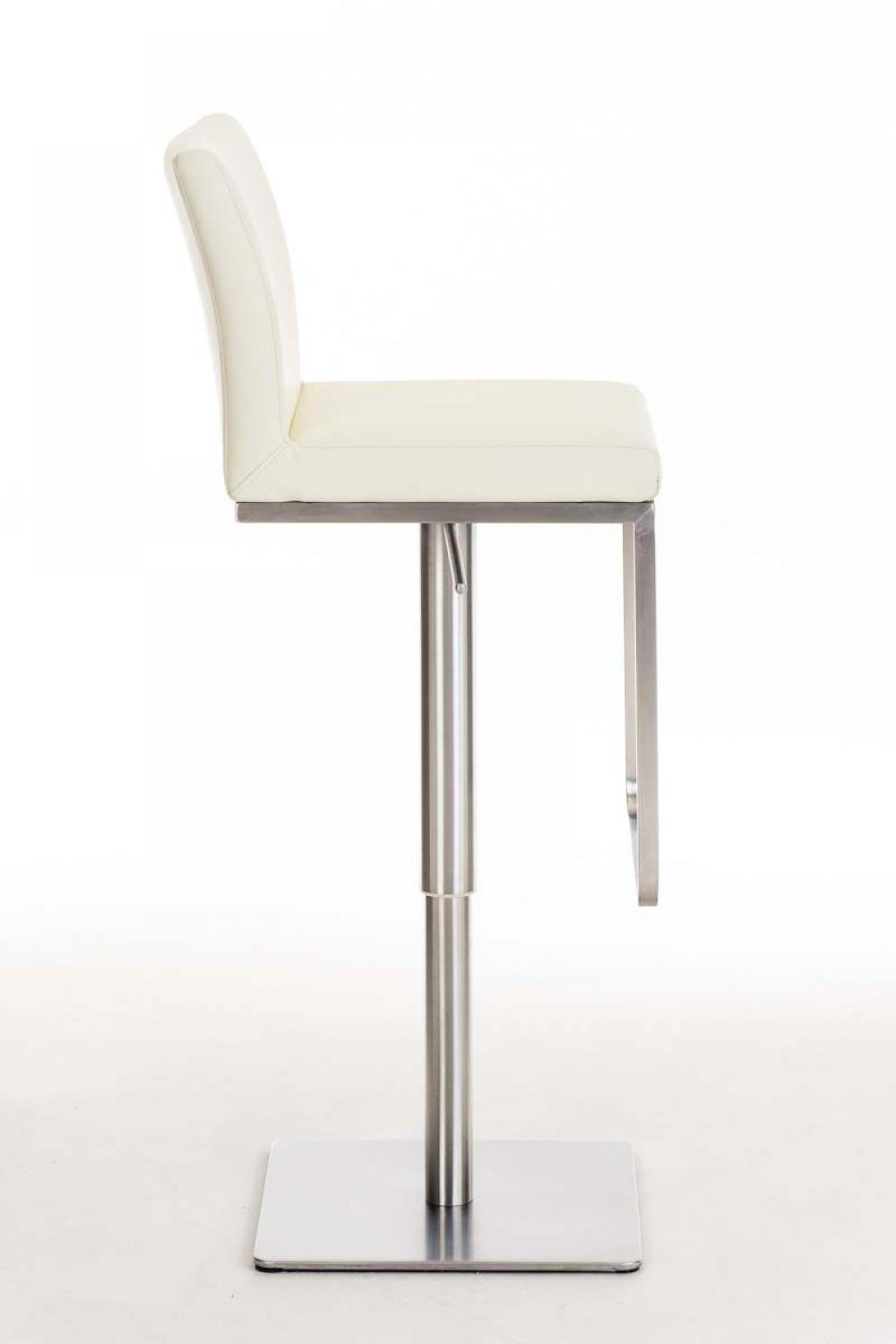 BARHOCKER 2er Set Lederlook Creme - Edelstahlfarben/Creme, Textil/Metall (42/86/44cm) - CLP