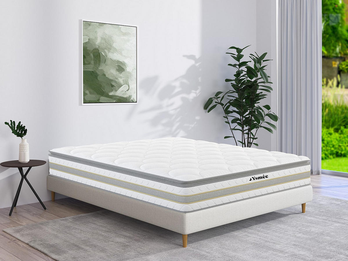 STANDARDMATRATZE - 2 Personen - stoff - weiß Canterbury - Weiß, Textil (160/200cm) - Vente-Unique