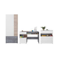 JUGENDZIMMER-SET SIMON B 3-teilig in Grau/Weiß/Eiche - Eichefarben/Weiß, Holzwerkstoff (290/190/55cm) - Deine Möbel 24