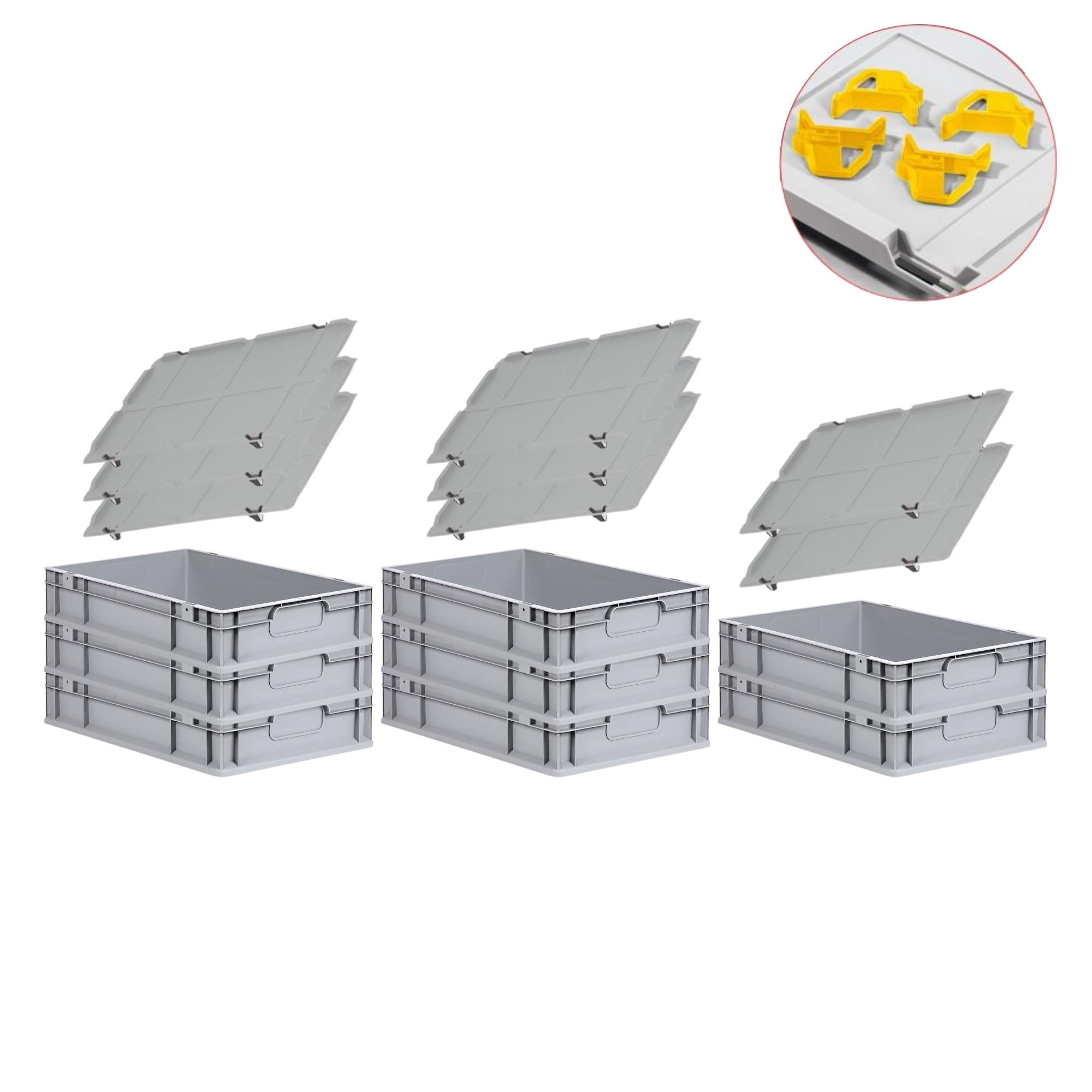 EUROBOX 8x Nextgen Economy Mit Auflagedeckel Grau/Gelb Griffe Geschlossen 23 Liter - Gelb, Kunststoff (40/12/60cm) - PROREGAL