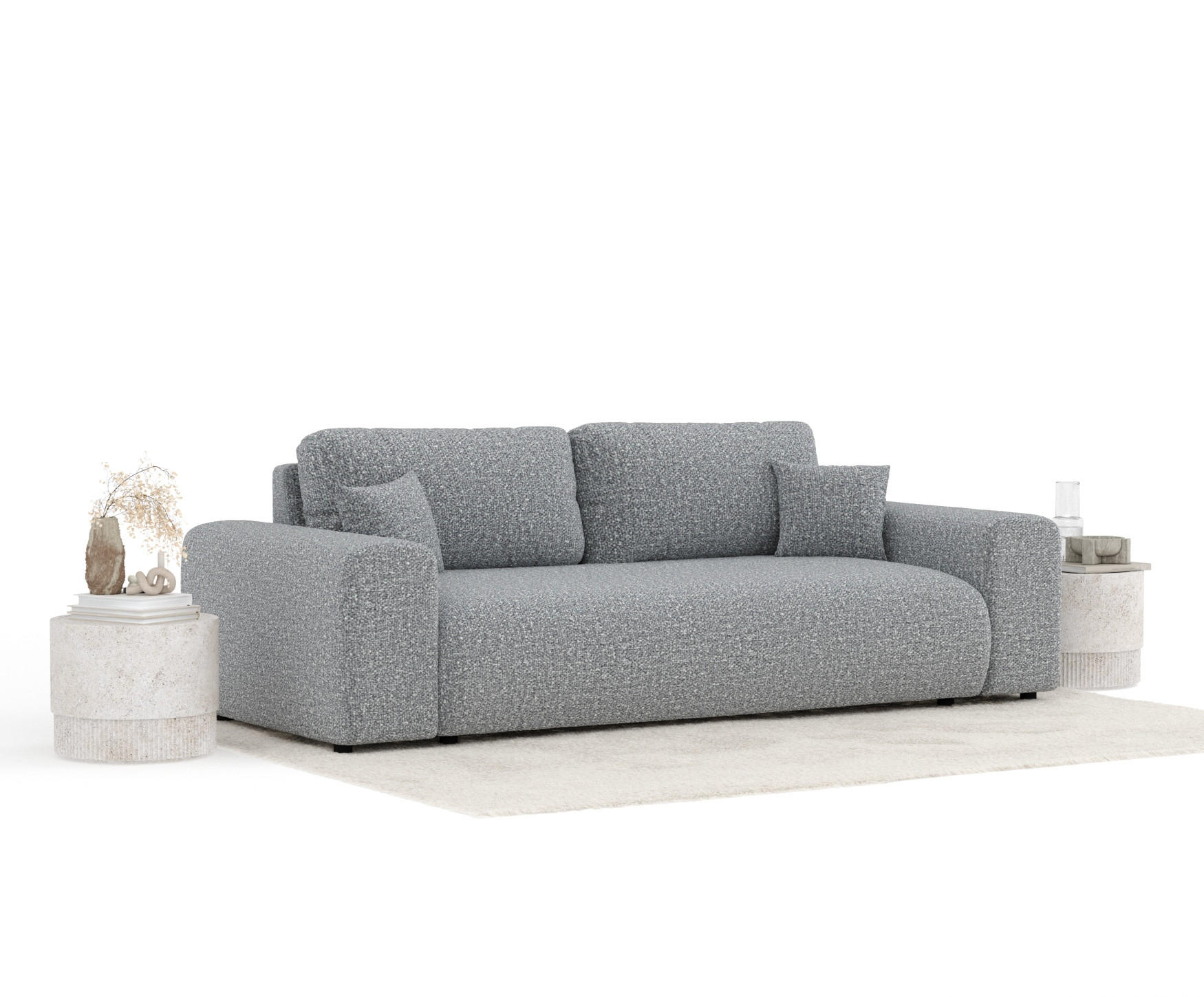 Thumbnail - Maison de Reve 3-Sitzer-Sofa, Grau, Textil, Füllung: Silikon,Schaumstoff, Rundrohr, 213x79x108 cm, Oeko-Tex® Standard 10...