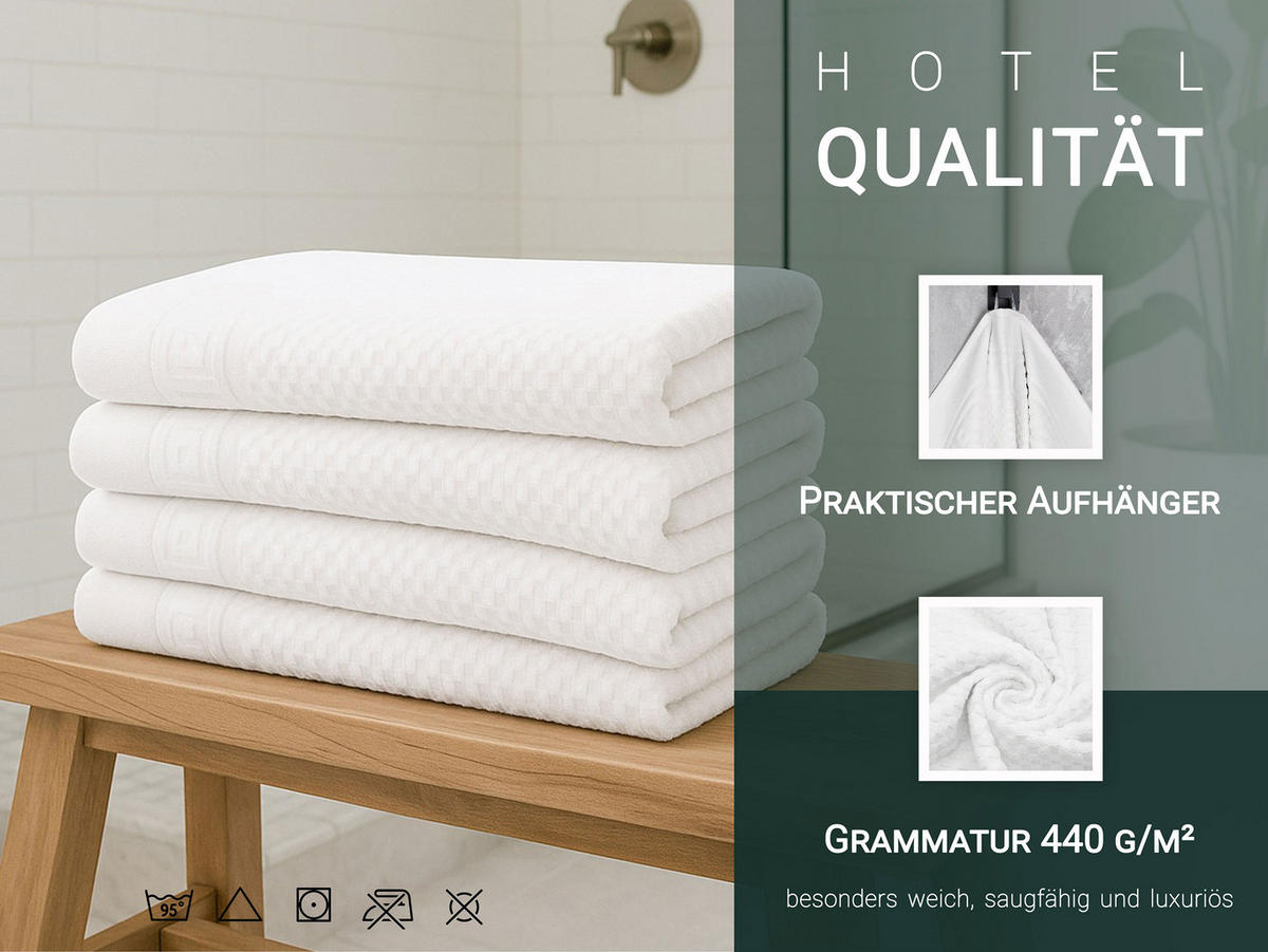 DUSCHTÜCHER, 5er-Set, 70x140 cm, 100% Baumwolle, Weiß - Weiß, Textil (70/140cm) - Zollner