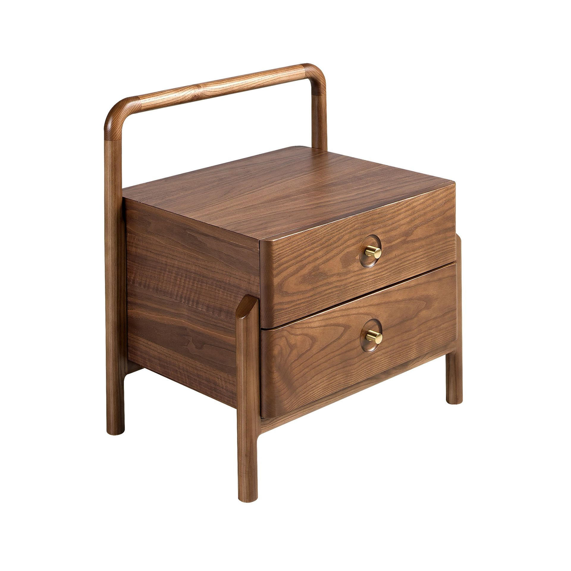 NACHTSCHRANK Nussbaum 56/44/60 cm - Nussbaumfarben/Goldfarben, Holz/Holzwerkstoff (56/60/44cm) - ANGEL CERDA