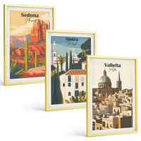 BILDER SET 3er Set - 40x60 cm Goldrahmen - Ansichten Sedona Sintra Valletta Retro - Goldfarben, Kunststoff (40/60cm) - TULUP