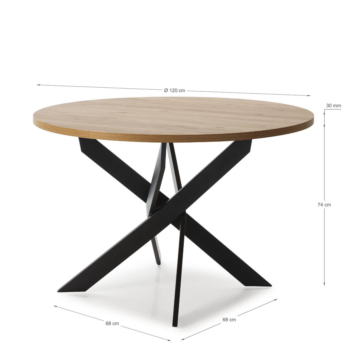 ESSTISCH Ther Schwarz 120/120/77 cm - Schwarz, Holz (120/120/77cm) - Calicosy