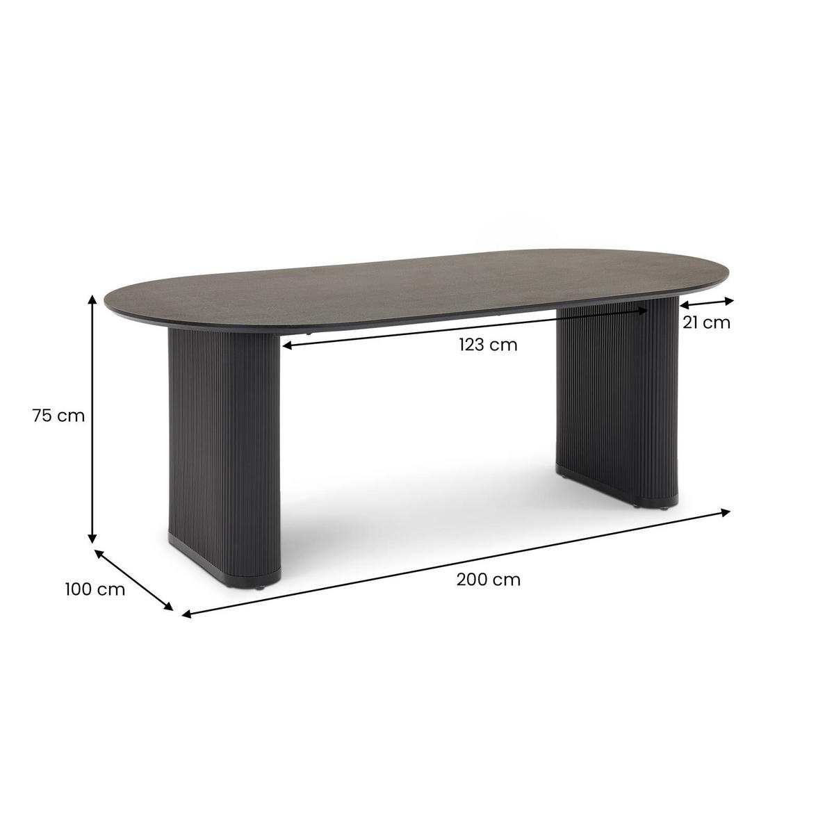 ESSGRUPPE DONOVAN CASSIE 7er Set schwarz - Schwarz, Holzwerkstoff (200/75/100cm) - IDIMEX
