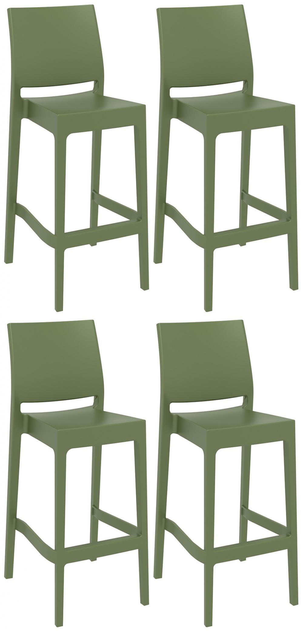 BARHOCKER 4er Set Kunststoff Oliv - Olivgrün, Kunststoff (45/105/51cm) - CLP