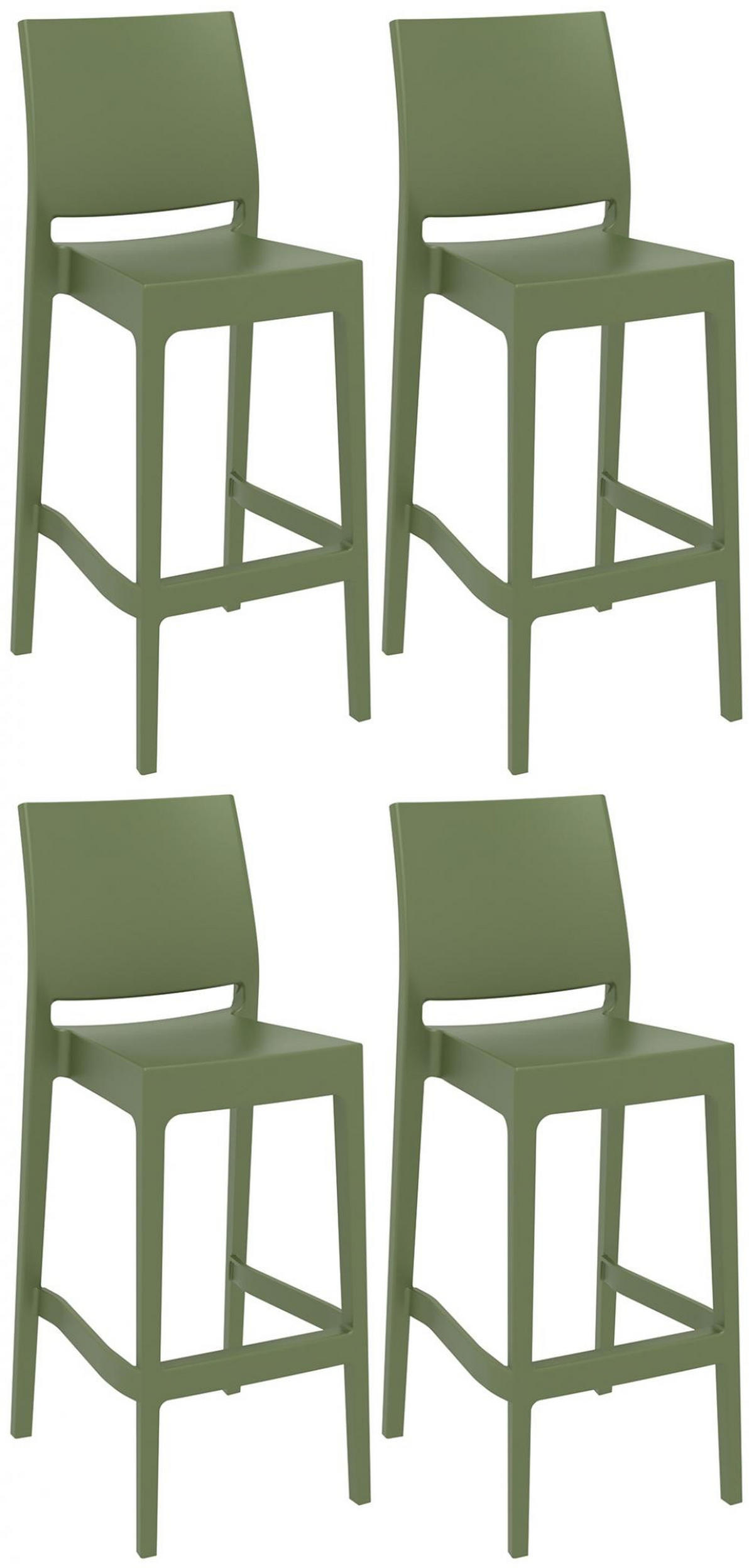 BARHOCKER 4er Set Kunststoff Oliv - Olivgrün, Kunststoff (45/105/51cm) - CLP