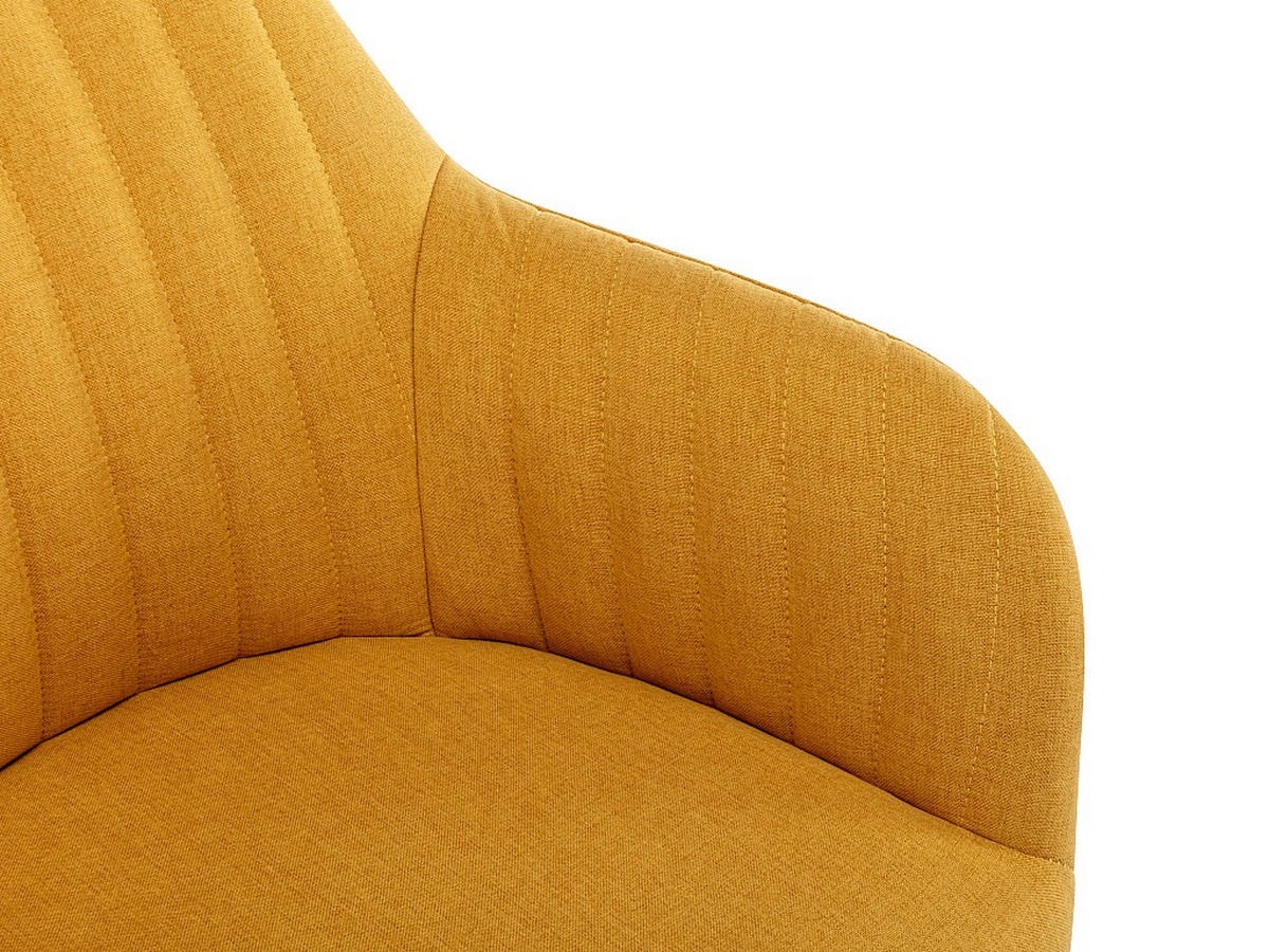 STUHL mit Armlehnen 2er-Set - Stoff & Metall in Holzoptik - Gelb - ELEANA - Gelb, Textil (58/85/56cm) - Vente-Unique