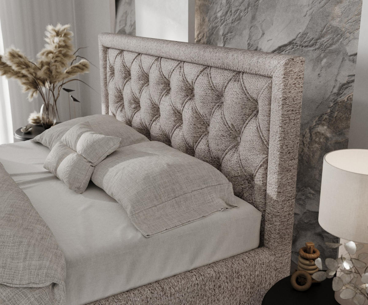 POLSTERBETT Lido 120/200 cm Beige im Neve Stoff - Beige/Naturfarben, Holz/Holzwerkstoff (120/200cm) - AltaBeds