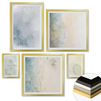 WANDBILDER 5er Set - 50x50 cm & 20x30 cm & 40x60 cm Goldrahmen - Pastellfarbene Aquarell-Leinwandtextur - Goldfarben, Kunststoff (40/60cm) - ArtPrintCave