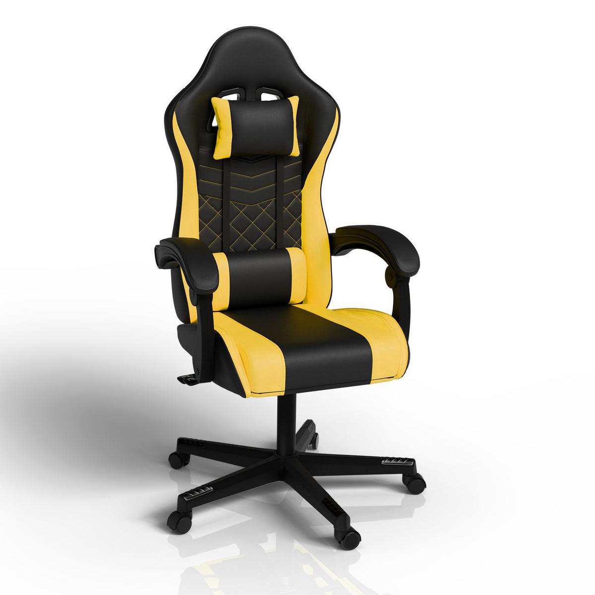 GAMINGSTUHL HyperSeat schwarz/gelb - Gelb, Kunststoff (63/131/121cm) - Juskys