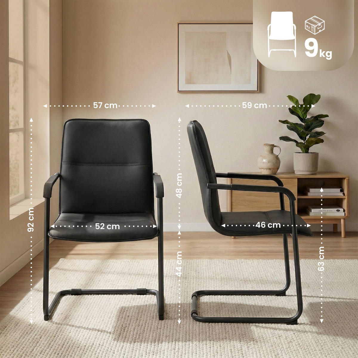 SCHWINGSTUHL Lederlook Schwarz/Schwarz - Schwarz, Textil/Metall (57/92/59cm) - CLP