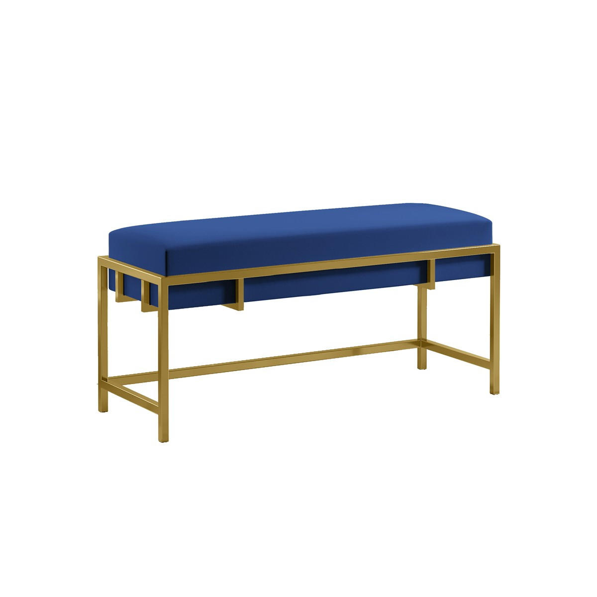 POLSTERBANK LAMO 80 cm Dunkelblau, Goldenes Gestell - Goldfarben/Dunkelblau, Textil/Metall (80/45/35cm) - Bettso