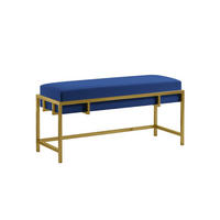 POLSTERBANK LAMO 80 cm Dunkelblau, Goldenes Gestell - Goldfarben/Dunkelblau, Textil/Metall (80/45/35cm) - Bettso