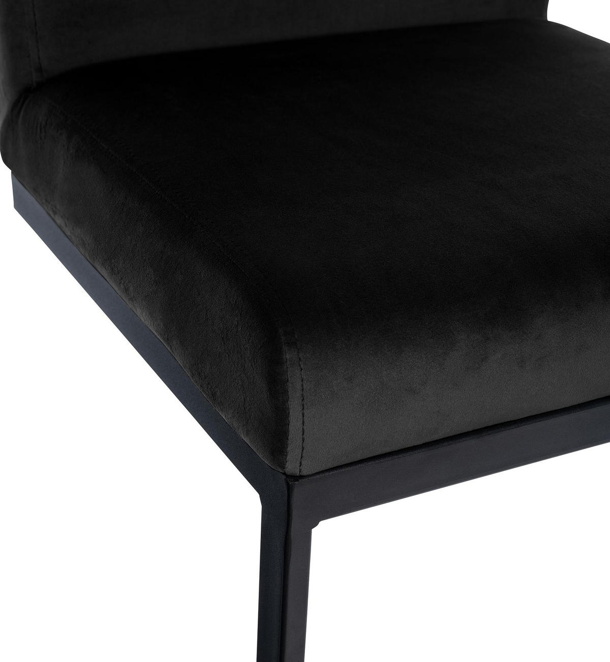 BARHOCKER Samt Schwarz - Schwarz, Textil/Metall (43/104/53cm) - CLP