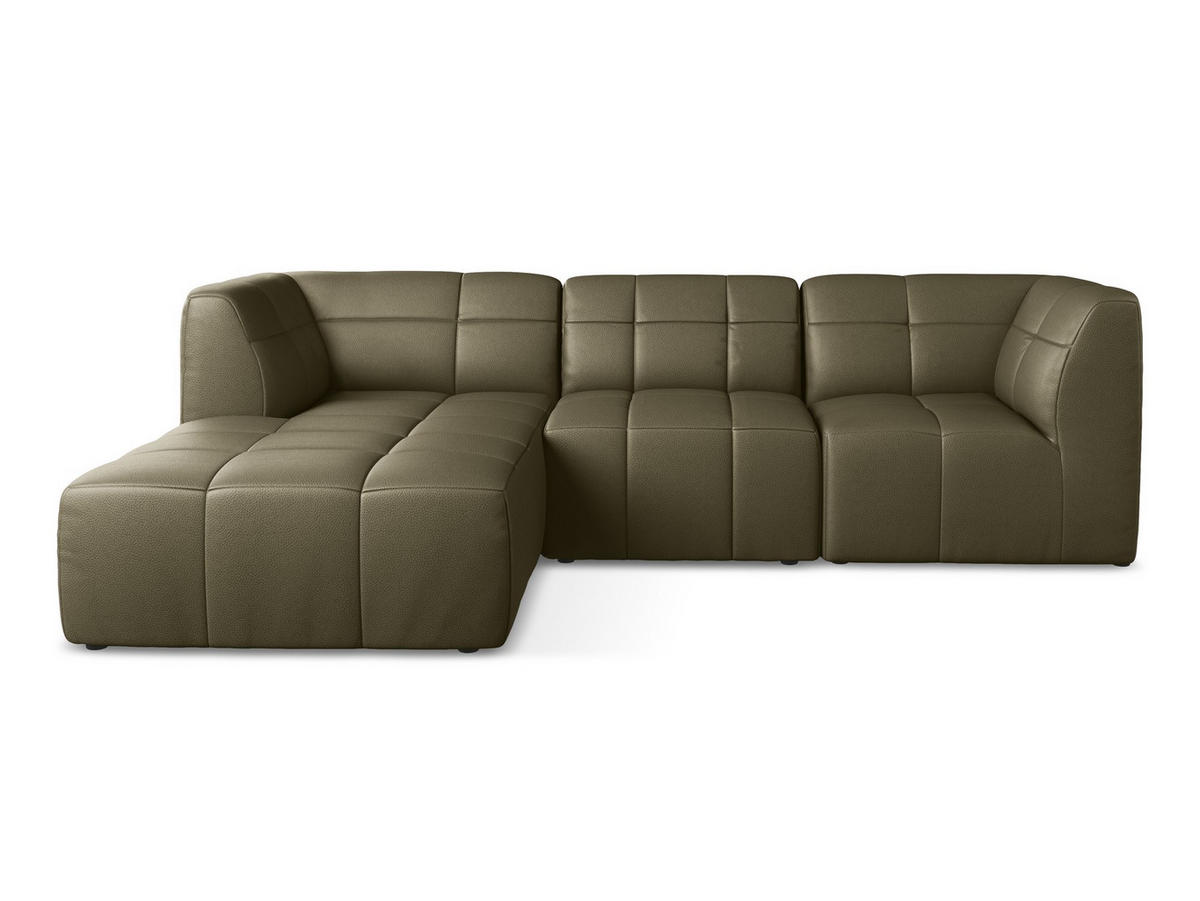 ECKSOFA Links Kunstleder Grün - Schwarz/Olivgrün, Holzwerkstoff/Kunststoff (266/175cm) - Makamii