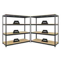 SCHWERLASTREGAL Bison 2er-Set mit 2x 200x200x60 cm 4 Fachböden Fachlast 600 kg Schwarz - Schwarz, Metall (400/200/60cm) - PROREGAL